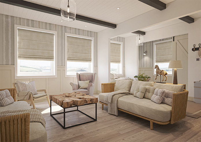 Florence Faux Suede, Mink Brown - Twist&Fit Roman Blind - Image 6